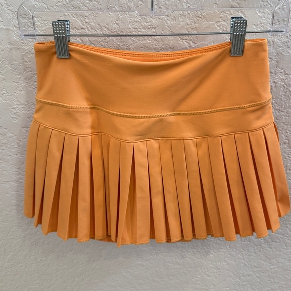 Gold Hinge Sunrise Orange Pleated Tennis Skirt, Size Small - Picture 10 of 12